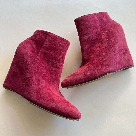 Cole Haan Verdi Winery Suede Wedge Booties Ankle Boots Womens Size 6B Shoes - Picture 2 of 7
